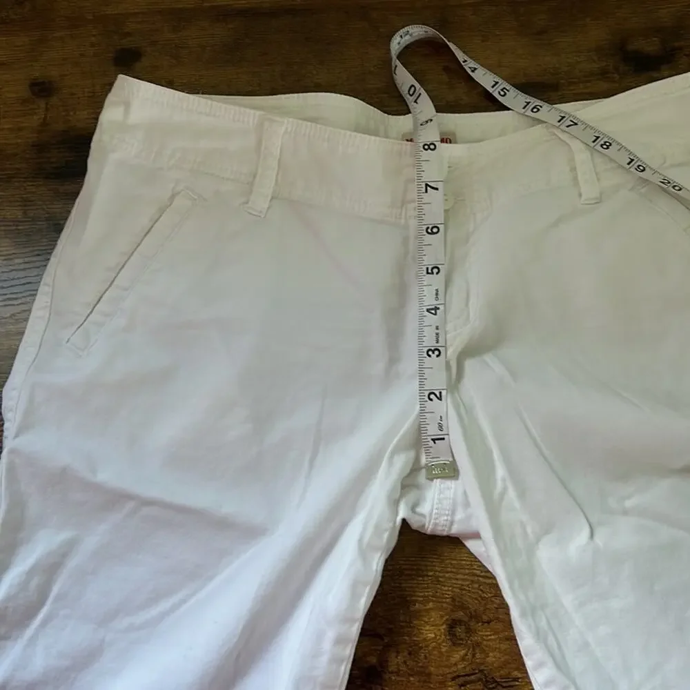 Mossimo Supply Co. White Cotton Blend Bermuda Cuffed Shorts